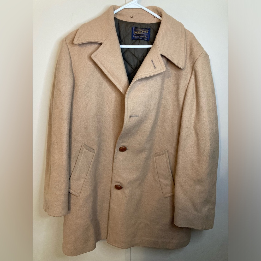 VTG Pendleton Peacoat Camel Colored Wool Size XL